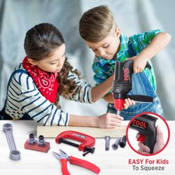 children's tool set with electric toy drill kids power tool kit for toddler boys & girls
