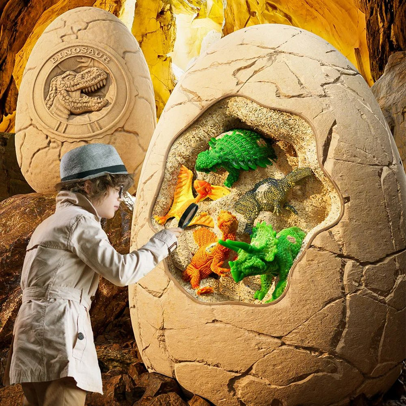 Dinosaur Eggs Dig Kit Children Archaeology Toy With Fossil Puzzle DIY Handmade Blind Box Treasure H
