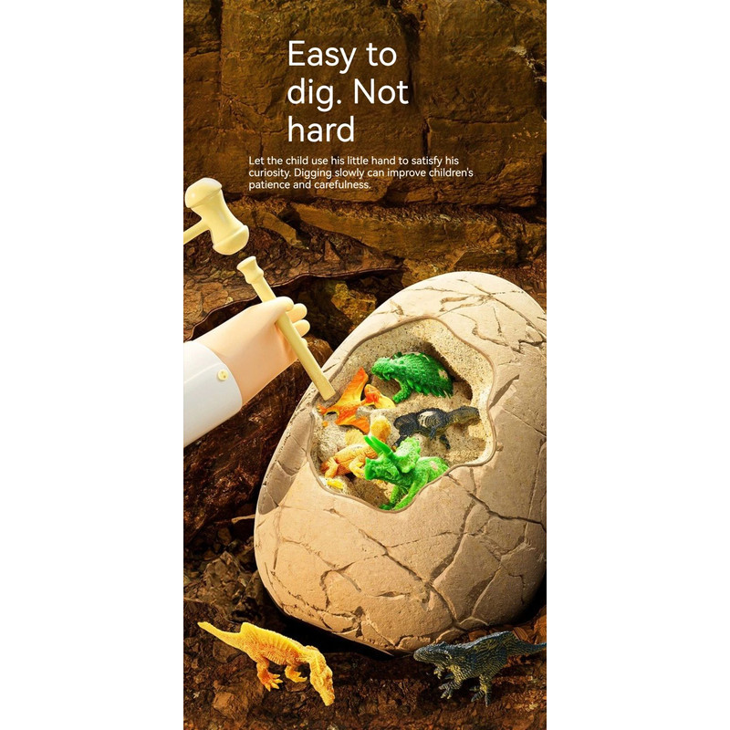 Dinosaur Eggs Dig Kit Children Archaeology Toy With Fossil Puzzle DIY Handmade Blind Box Treasure H