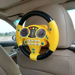 infant shining simulation steering wheel toy, kids early education stroller toy with sound effects
