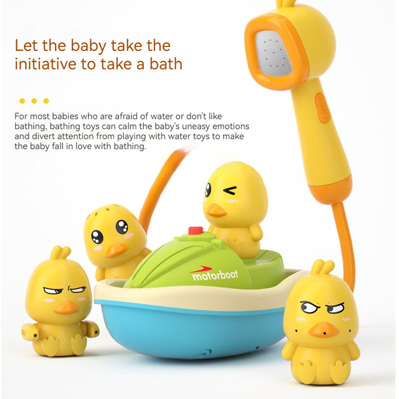 Cute Duck Bathtub Boat Toy Automatic Water Spray Sensory Interactive Shower Gift for Toddlers