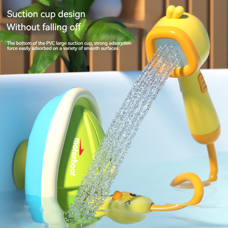 Cute Duck Bathtub Boat Toy Automatic Water Spray Sensory Interactive Shower Gift for Toddlers