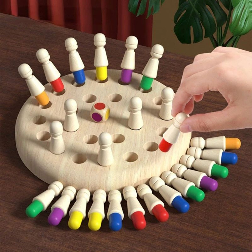 Wooden Memory Match Stick Game Montessori Educational Toy For Kids Adults 0