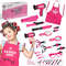 Girls Beauty Salon Set Pretend Play Hair Cutting Kit With Hair Dryer Scissors Barber Apron Styling 0
