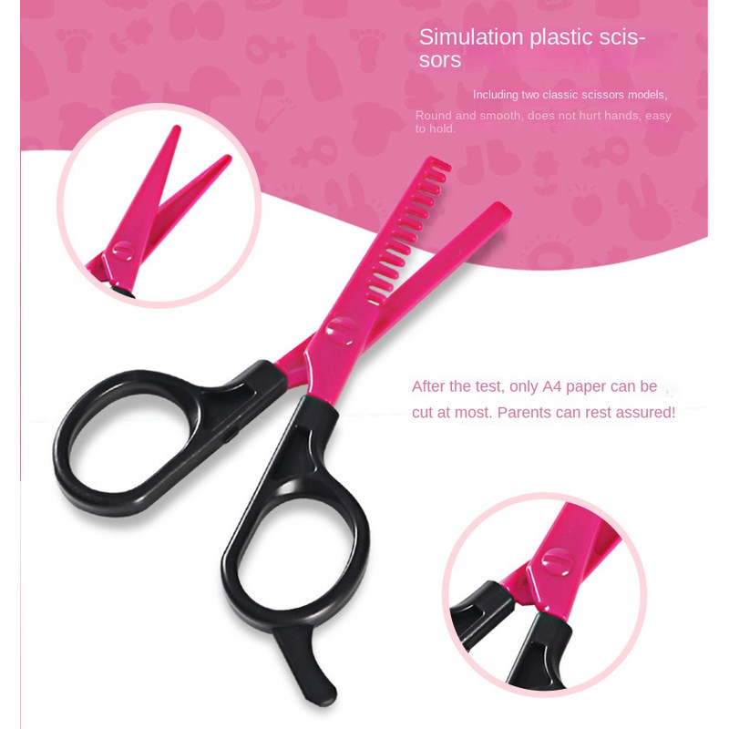 Girls Beauty Salon Set Pretend Play Hair Cutting Kit With Hair Dryer Scissors Barber Apron Styling 3