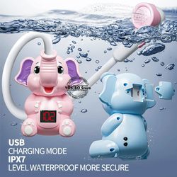 electric elephant baby bath toy with shower thermometer, usb rechargeable water spray for toddlers