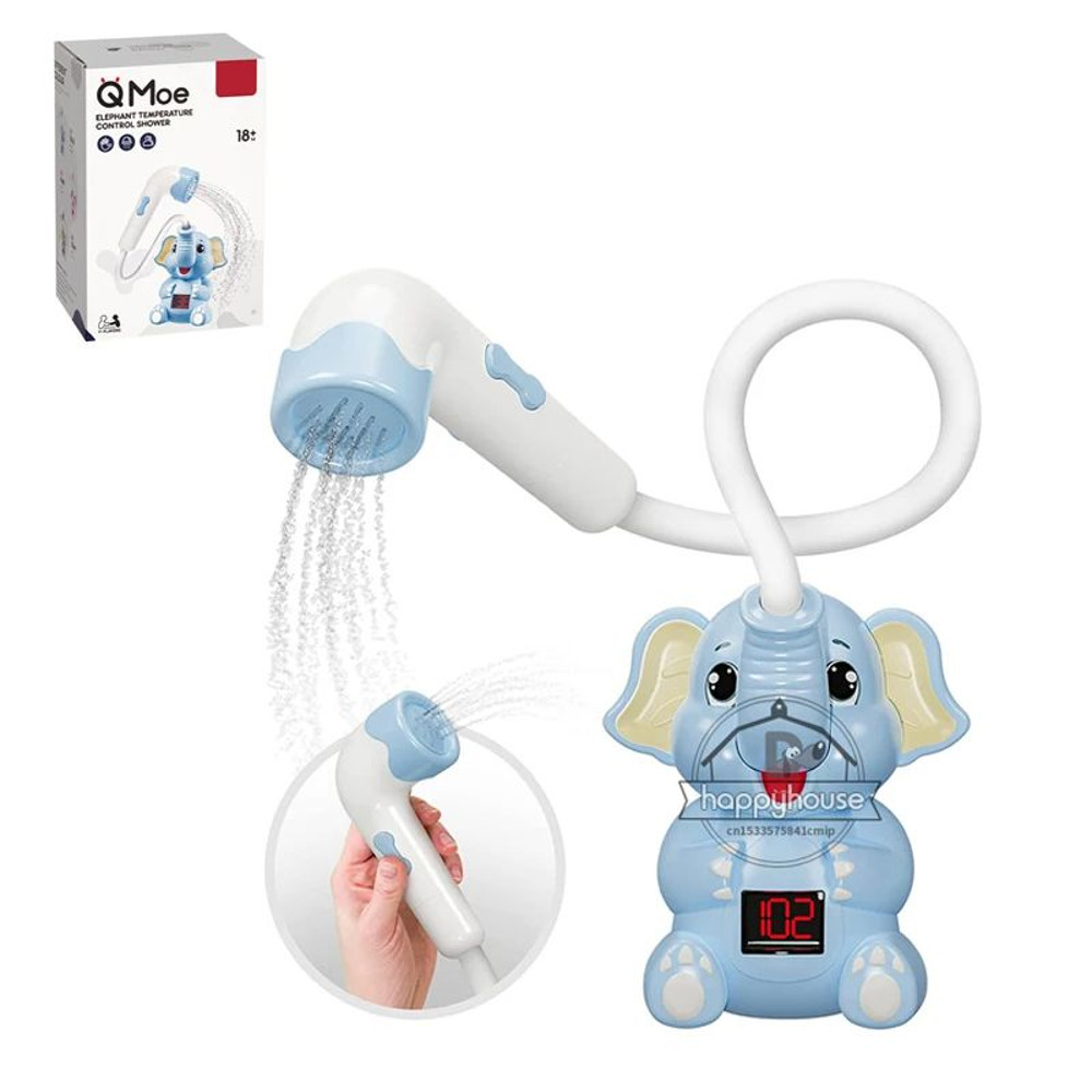 Electric Elephant Baby Bath Toy With Shower Thermometer USB Rechargeable Water Spray For Toddlers 6