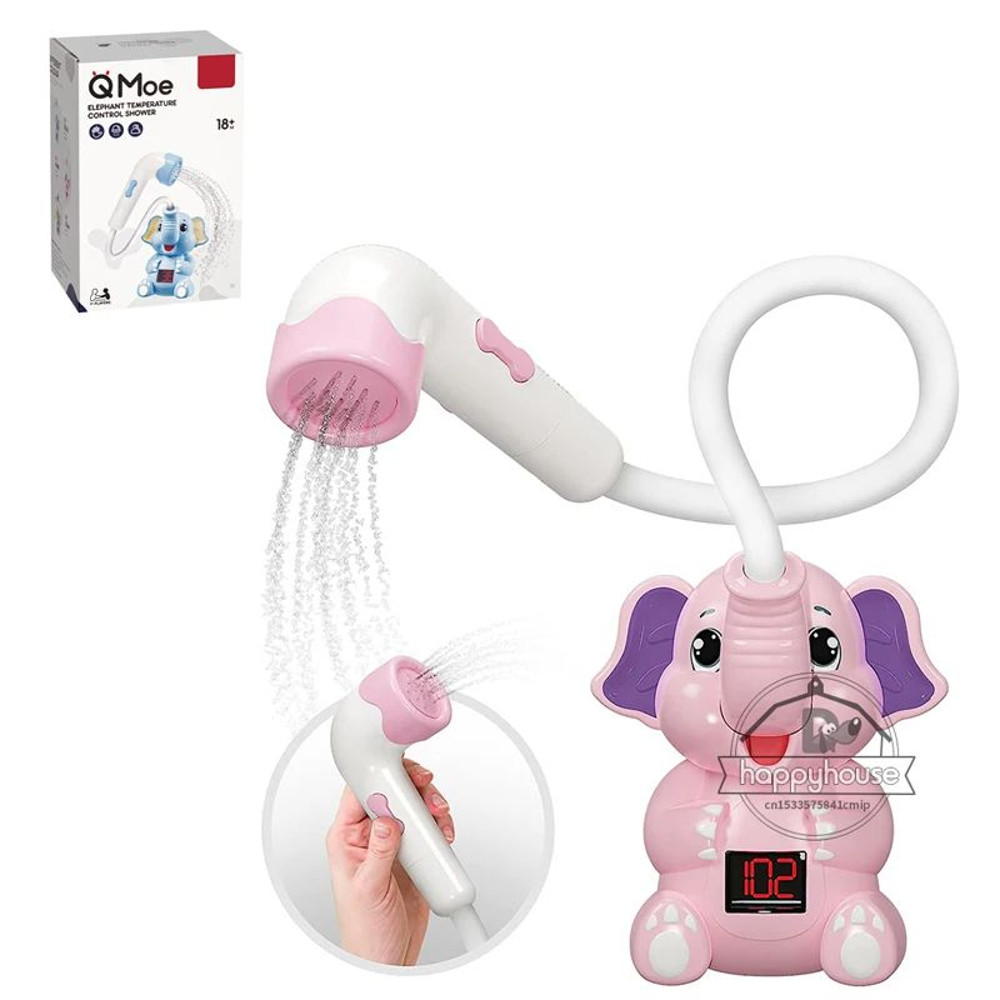 Electric Elephant Baby Bath Toy With Shower Thermometer USB Rechargeable Water Spray For Toddlers 9