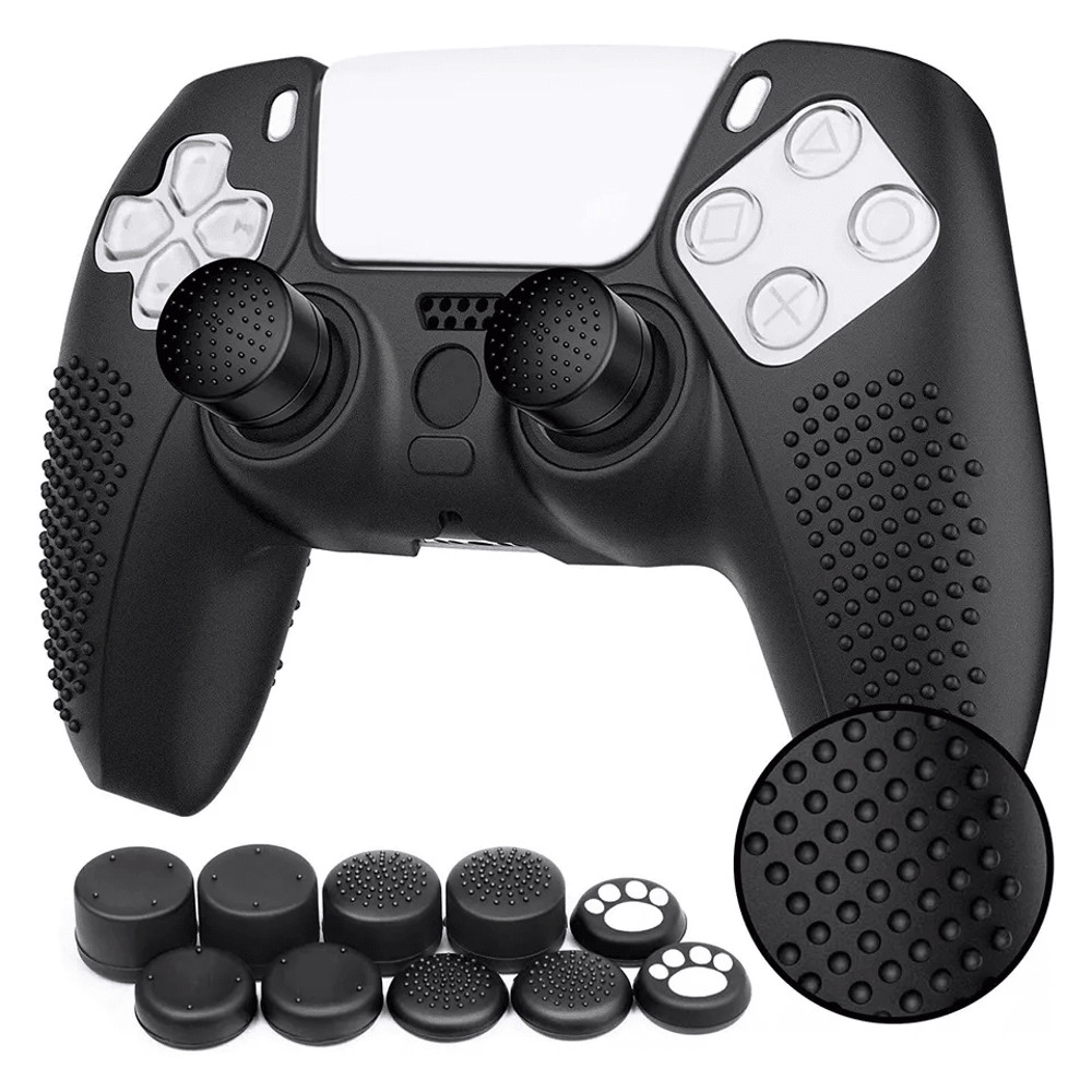 Silicone Case For PlayStation 5 Controller Protective Cover With Thumb Grips Kit AntiSlip Shockproo 3