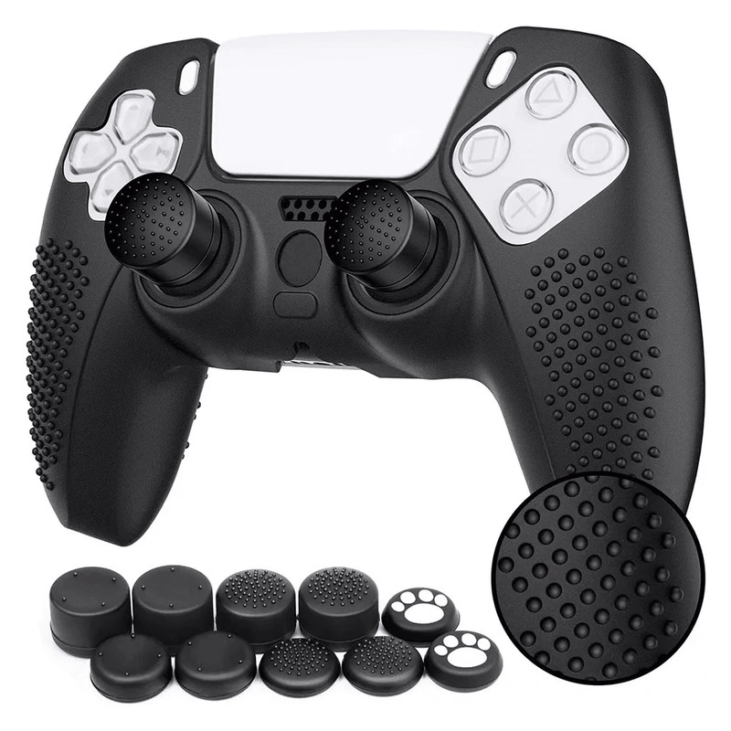 Silicone Case For PlayStation 5 Controller Protective Cover With Thumb Grips Kit AntiSlip Shockproo 3