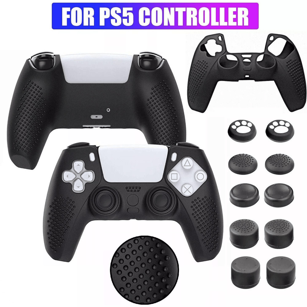 Silicone Case For PlayStation 5 Controller Protective Cover With Thumb Grips Kit AntiSlip Shockproo 0