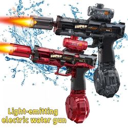 led light emitting electric water gun for kids, automatic sensor lights water pistol summer outdoor beach pool toy