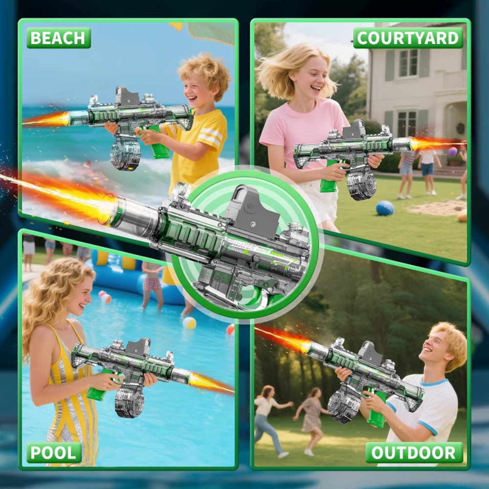 Led Simulation Fire Electric Water Guns for Children, Large Capacity Automatic Continuous Water Gun, Kids Summer Outdoor