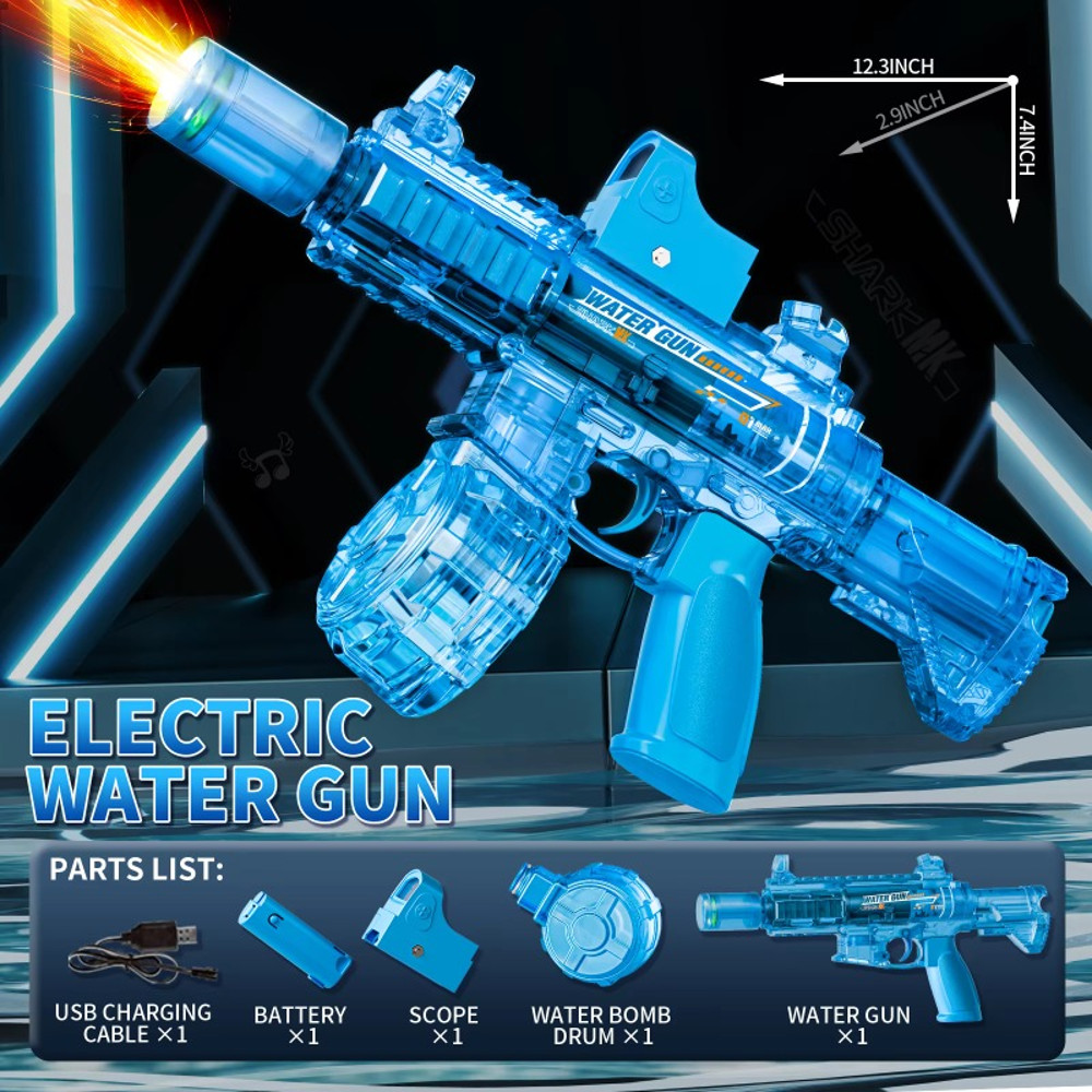 Led Simulation Fire Electric Water Guns for Children, Large Capacity Automatic Continuous Water Gun, Kids Summer Outdoor