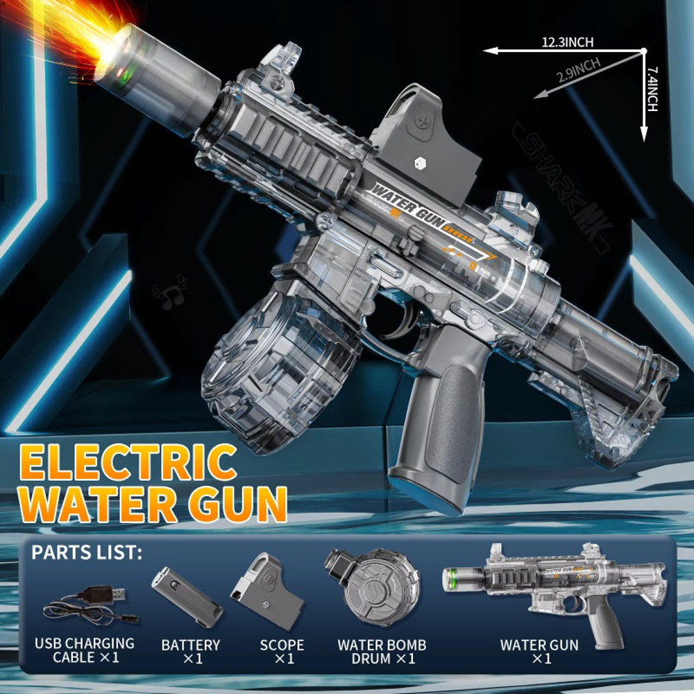 Led Simulation Fire Electric Water Guns for Children, Large Capacity Automatic Continuous Water Gun, Kids Summer Outdoor