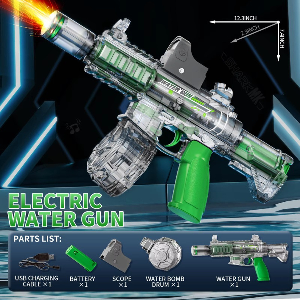Led Simulation Fire Electric Water Guns for Children, Large Capacity Automatic Continuous Water Gun, Kids Summer Outdoor