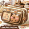 Cute Capybara Canvas Pencil Case Set With Doll Stickers Layered Compartment Zipper Closure For Back 0