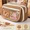 Cute Capybara Canvas Pencil Case Set With Doll Stickers Layered Compartment Zipper Closure For Back 4