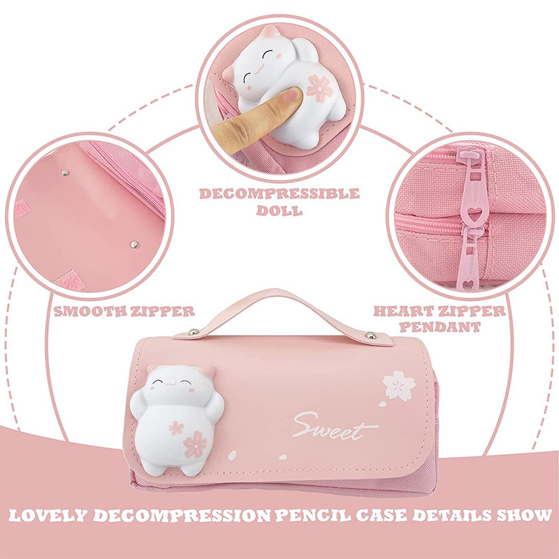 3D Kawaii Pencil Case Girls Waterproof Decompression Pen Pouch, Aesthetic School Organizer Box, Back to School Gift