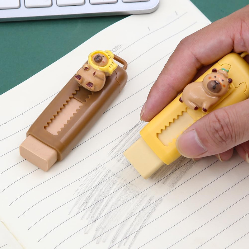 Capybara Erasers Set Cartoon Design Retractable Eraser For Drawing Exams Kids Students Back To Scho 2