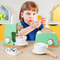Montessori Wooden Kitchen Pretend Play Set, Simulation Coffee Maker, Toaster, Plates Dishes Accessories, Toddler Gift