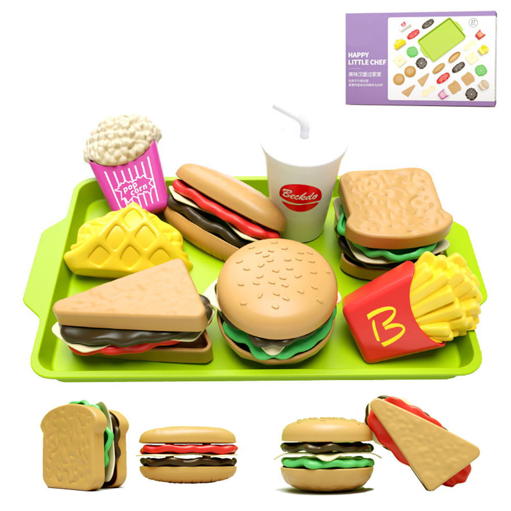 Kids Mini Simulation Food Kitchen Toys Set Pretend Play Cooking Toys Gifts Hamburger Fries Sandwich 1