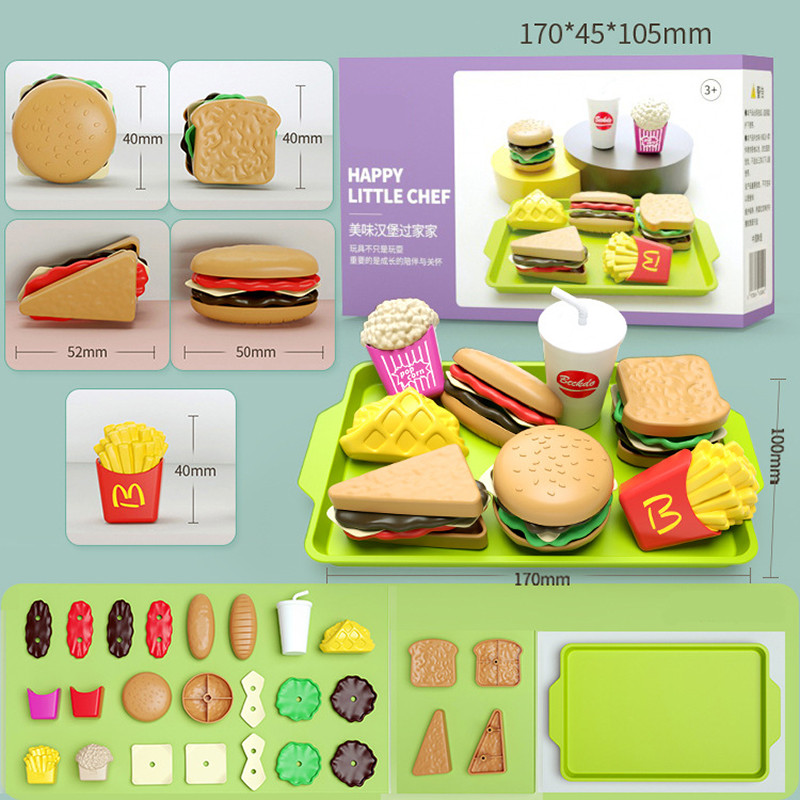 Kids Mini Simulation Food Kitchen Toys Set Pretend Play Cooking Toys Gifts Hamburger Fries Sandwich 5
