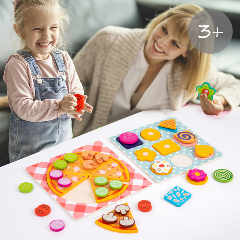 Children Simulation Food Kitchen Toy Pizza Cookies Pretend Play Jigsaw Puzzle Learning Toys Game Ed 1