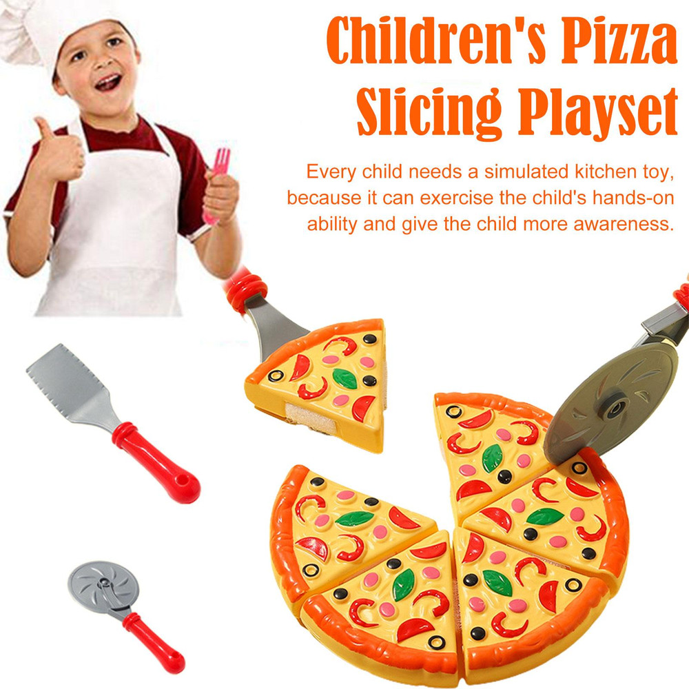 Kids Pizza Cutting Toy, Pretend Play Food Cooking, Child Toy Kitchen, Simulation Plastic Pizza Dinette, Kitchen Toys