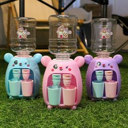 cartoon kitchen toy, mini water dispenser, kids gift cute, water drinking fountain simulation, milk juice play house