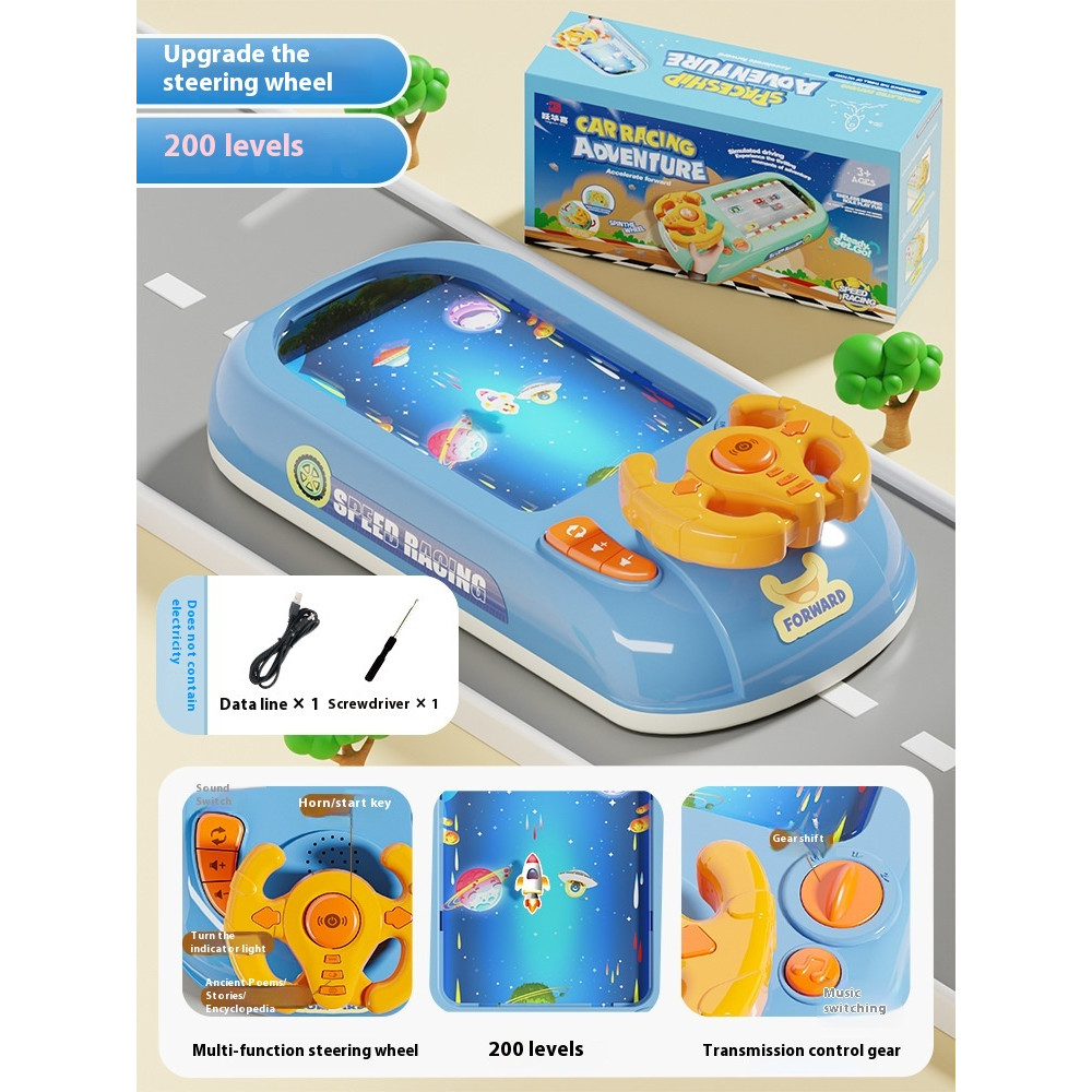 Kids Steering Wheel Toy Electronic Simulation Racing Game With Realistic Sounds  LED Lights Adventu 9