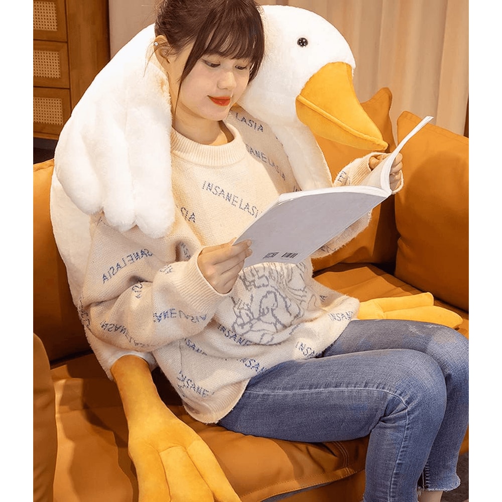 Big White Goose Plush Pillow for Sleep, Cuddling, Relaxation & Comfort Gifting