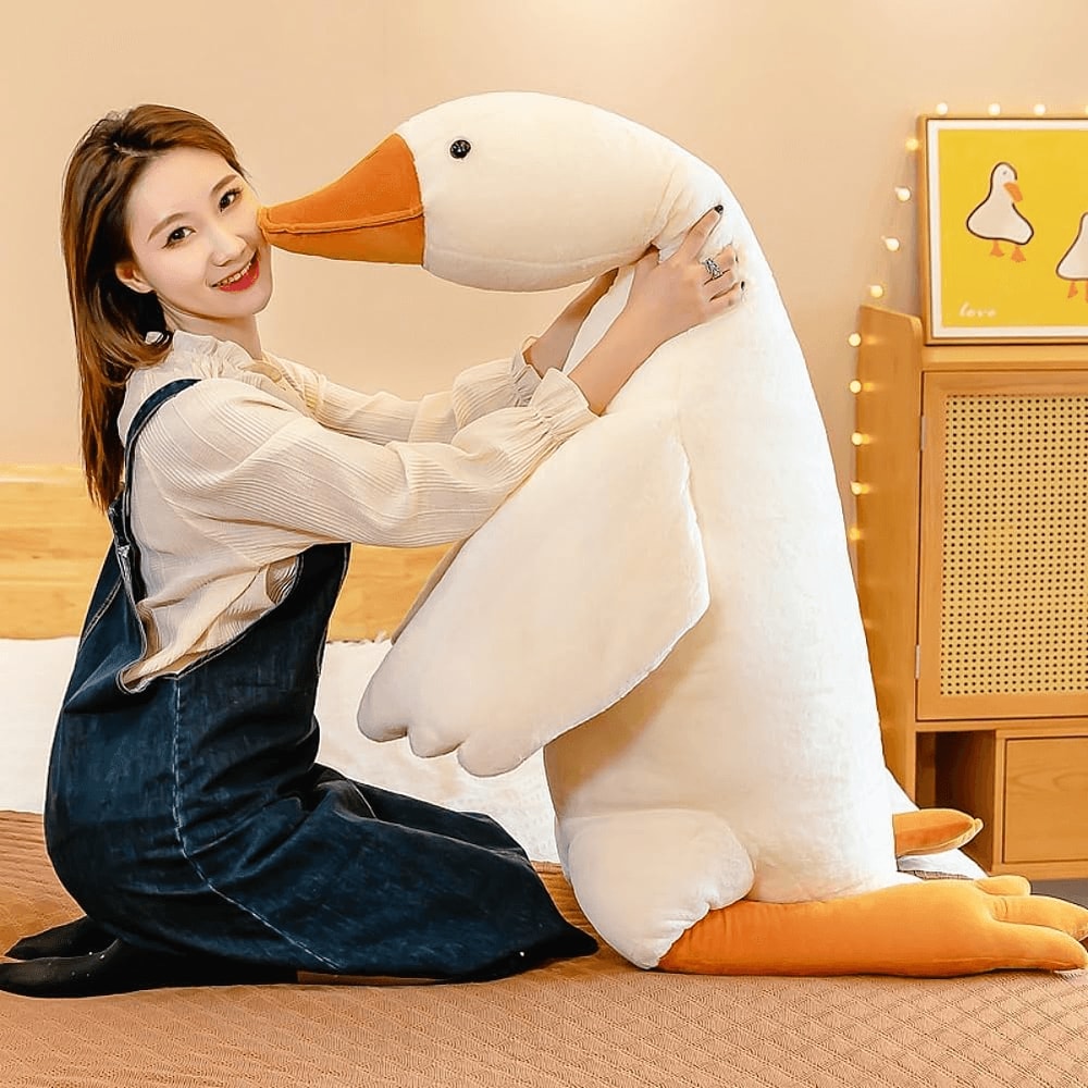 Big White Goose Plush Pillow for Sleep, Cuddling, Relaxation & Comfort Gifting