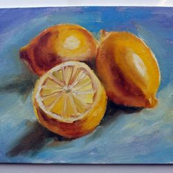 Lemons original still life handmade oil painting on canvas
