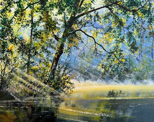 Oil painting landscape. A small oil paintin