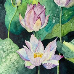 Watercolor painting "Water Lilies". A small painting