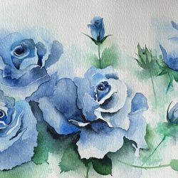 watercolor painting of flowers. a small-format painting of roses