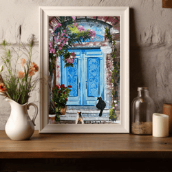 Oil painting of architecture. An ancient door