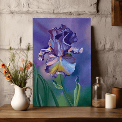 Oil painting of flowers. Painting of iris