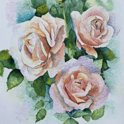 watercolor painting of flowers. painting of roses