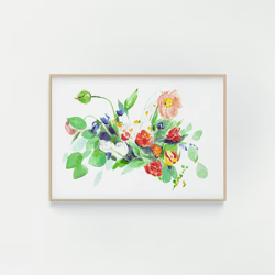 Floral watercolor print | Flower watercolor print | flower painting | art for her | wall art | home decor | floral bouqu