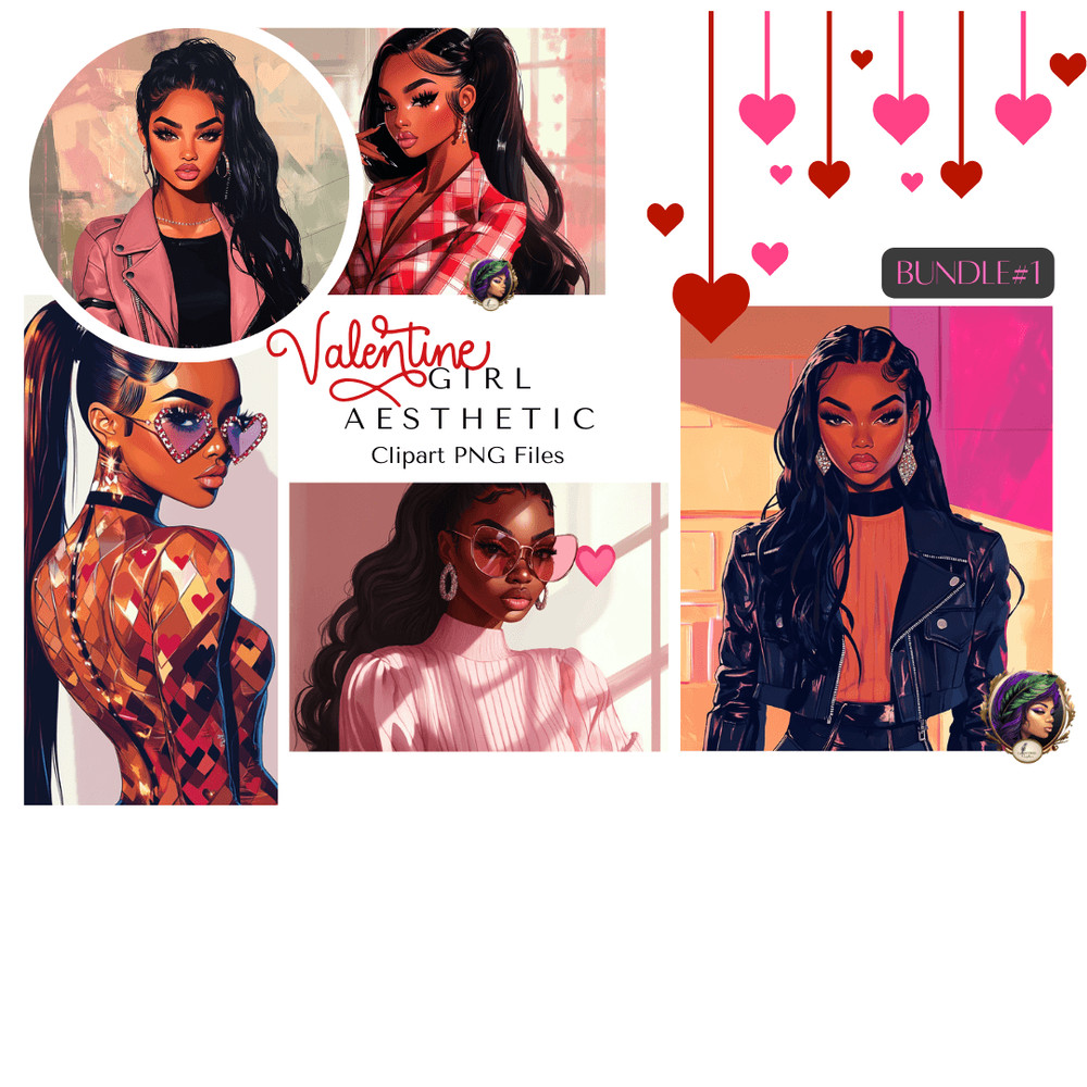 Valentine Girl Aesthetic Clipart Bundle Celebrate Love In Style 0
