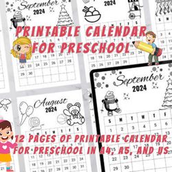 Calendar for Preschool,Printable Calendar for Preschool