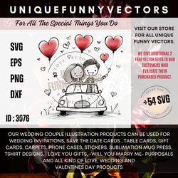 wedding just married car vector illustration svg seamless pattern wedding clipart marriage graphics illustrations love