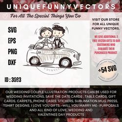 newly weds car just married couple car svg eps materials for printable products wedding elegance cute love vectors png