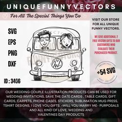 husband and wife svg just married volkswagen panelvan newlyweds svg wedding couple svg will you marry me marriage svg