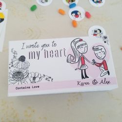 I wrote you to my heart (pink), editable pill box invitation template
