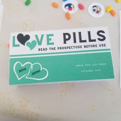 Love Pills Green editable pill box invitation template
