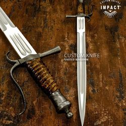 Hand Made custom Art sword dagger knife damascus guard