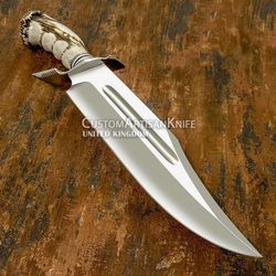 Hand Forged custom Art Bowie knife Crown Antler